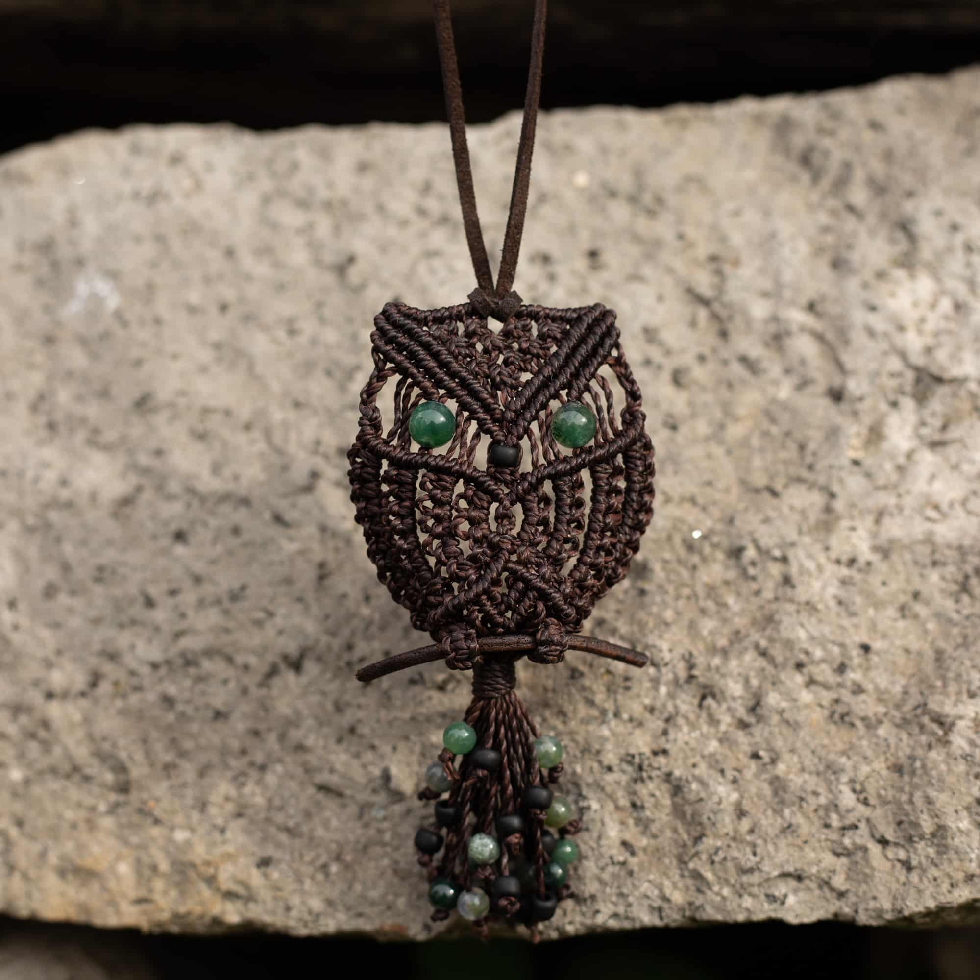macrame prívesok sova