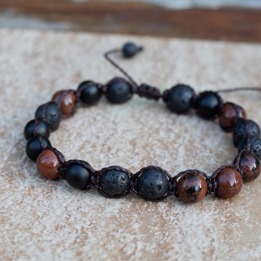 Shamballa-Armband – Mahagoni-Obsidian
