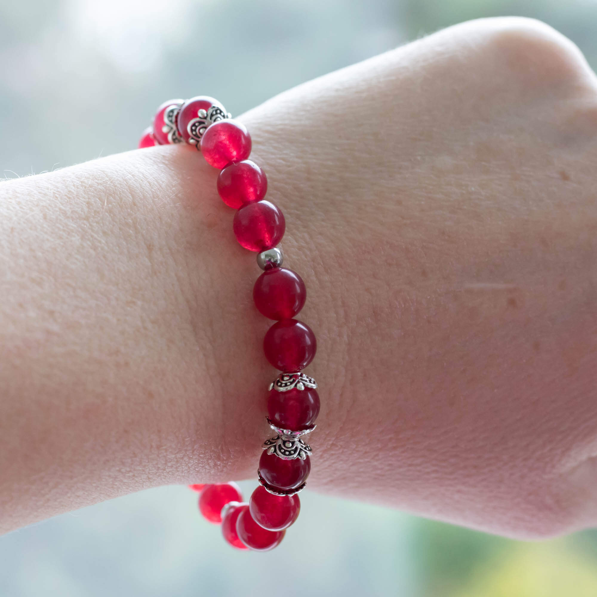 Red Chalcedony bracelet for women.