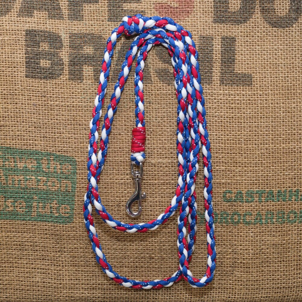 Reflektierende Paracord Hundeleine 4-fach Standard mit ergonomischem Griff